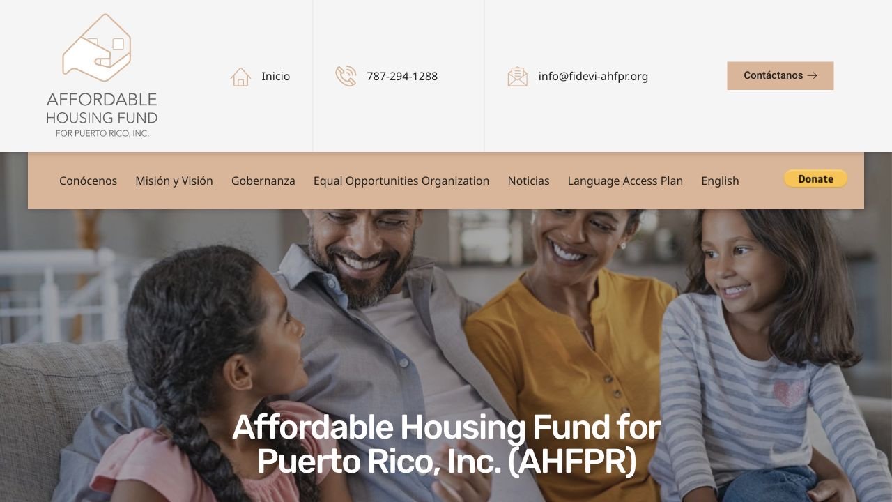 Captura del sitio web de Affordable Housing Puerto Rico